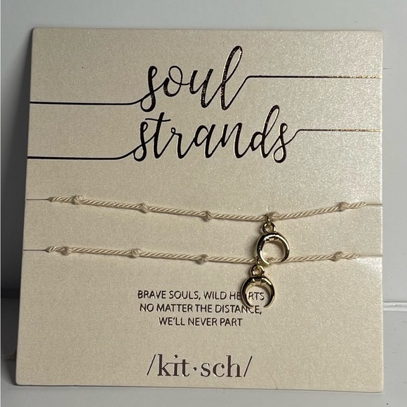 NWT Kitsch Soul Strand Gold Crescent Moon Friendship Bracelet Set - Picture 1 of 4
